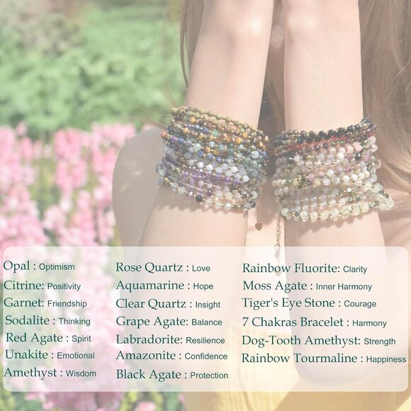 Black Obsidian Chakra Crystal Beaded Bracelet for Women, 7-9 Inch - Picture 7 of 8